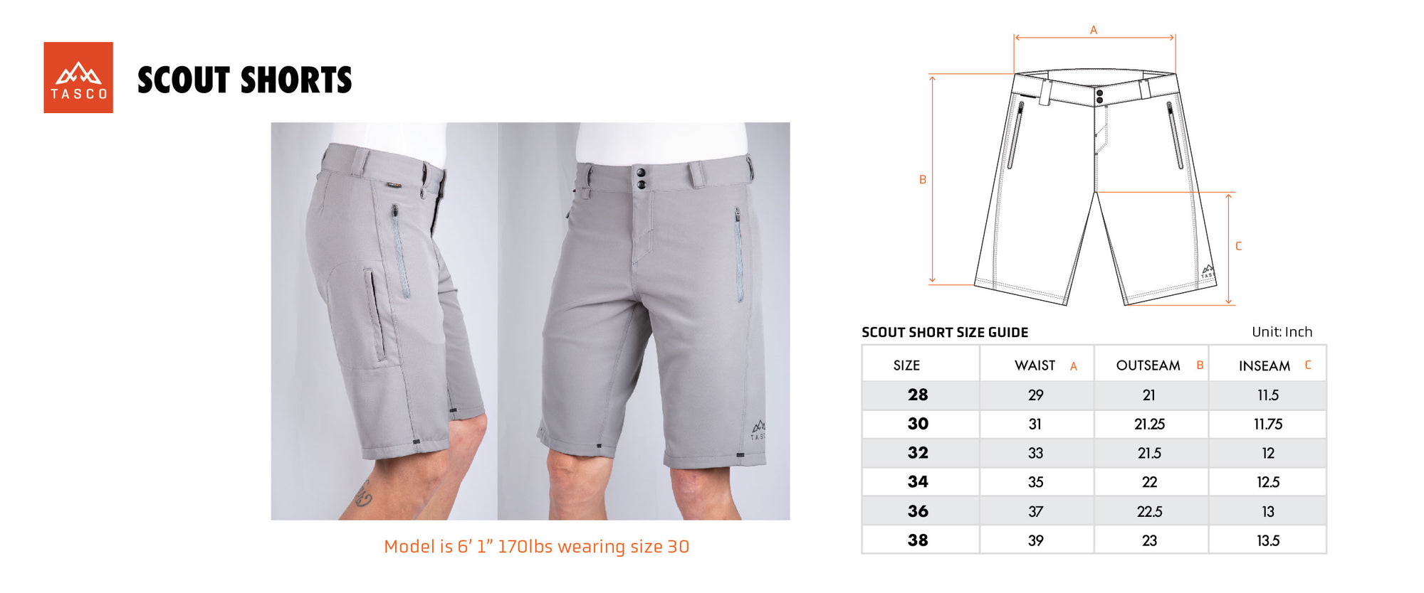 Scout Shorts Size Chart. Find your fit and hop on the MTB for some exploration!